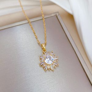 Geometric Snowflake Full-diamond Necklace For Women